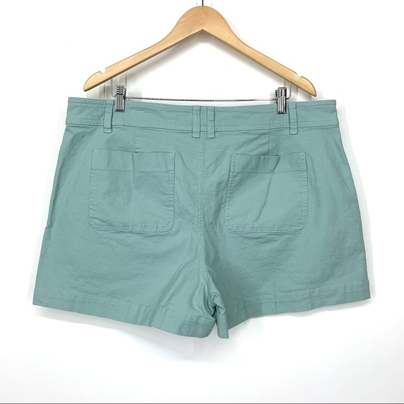 A New Day High Rise Mint Green Double Button Large Pocket Preppy Shorts Nwt - Picture 10 of 16